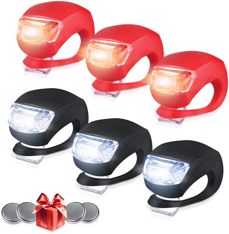 Bestlsy Set of 6 Bike Lights Front and Back, LED Clip-On Silicon Bicycle Lights...