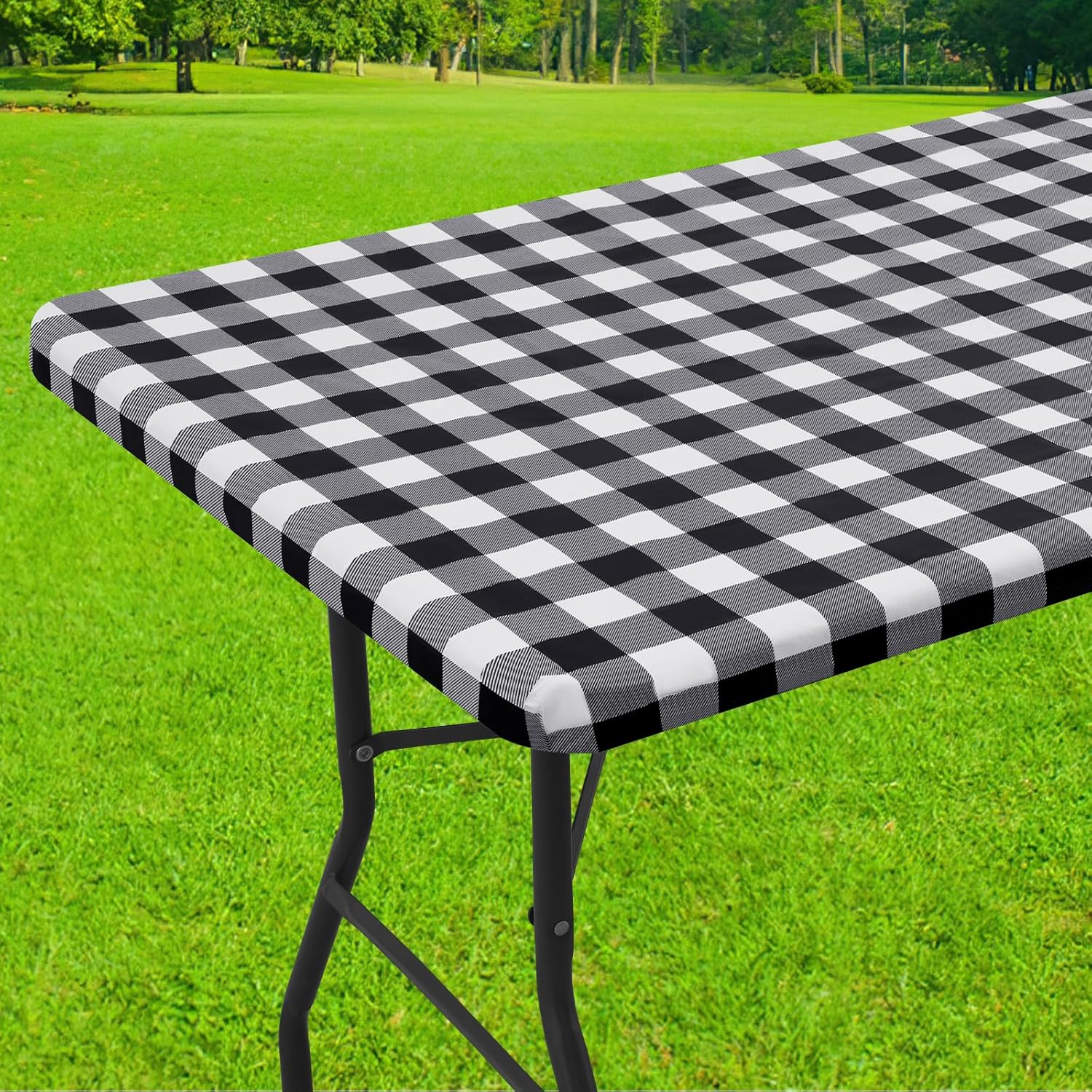 Smiry Rectangle Picnic Table Cloth, Elastic Waterp...