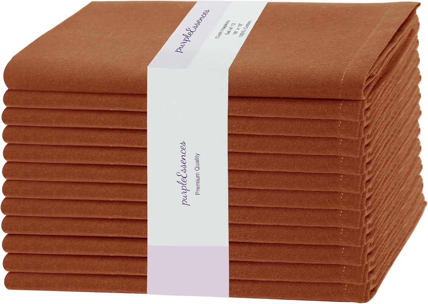 PurpleEssences Rust Set of 12 Cloth Dinner Napkins 100% Cotton 18x18 Inch - Soft...