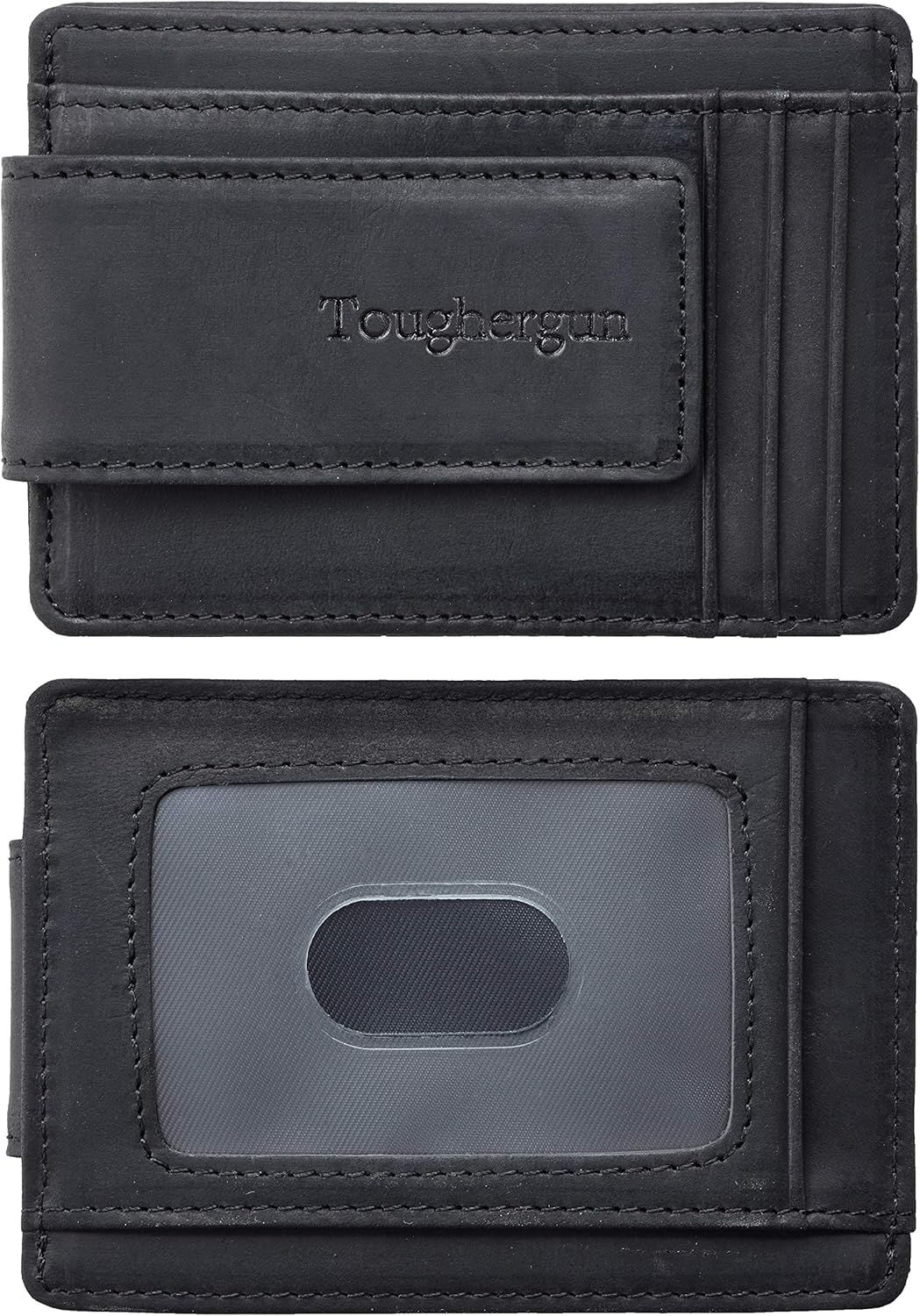 Toughergun Genuine Leather Magnetic Front Pocket Money Clip Wallet RFID Blocking...