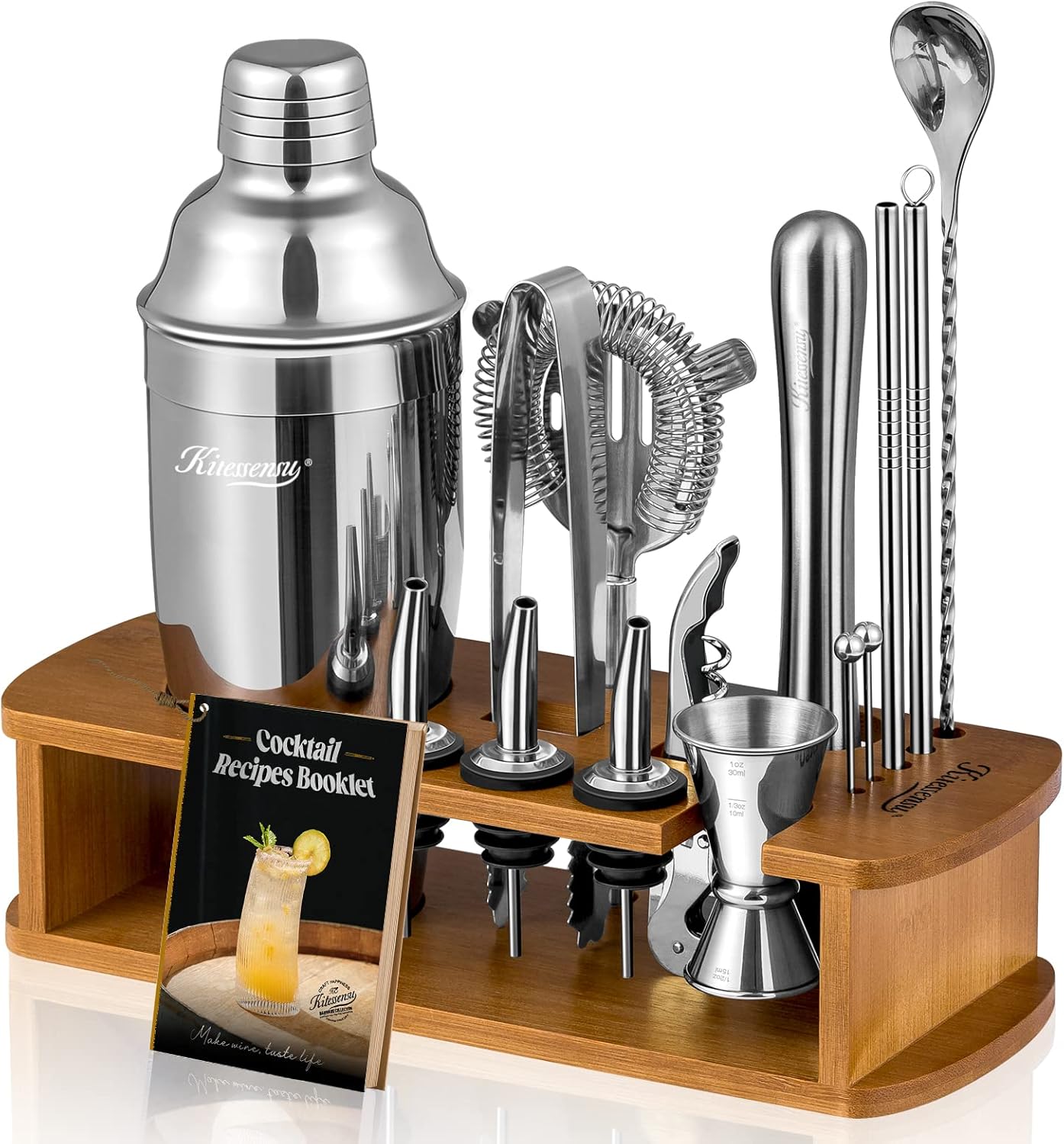 KITESSENSU Cocktail Shaker Set Bartender Kit with Stand | Bar Set Drink Mixer Se...