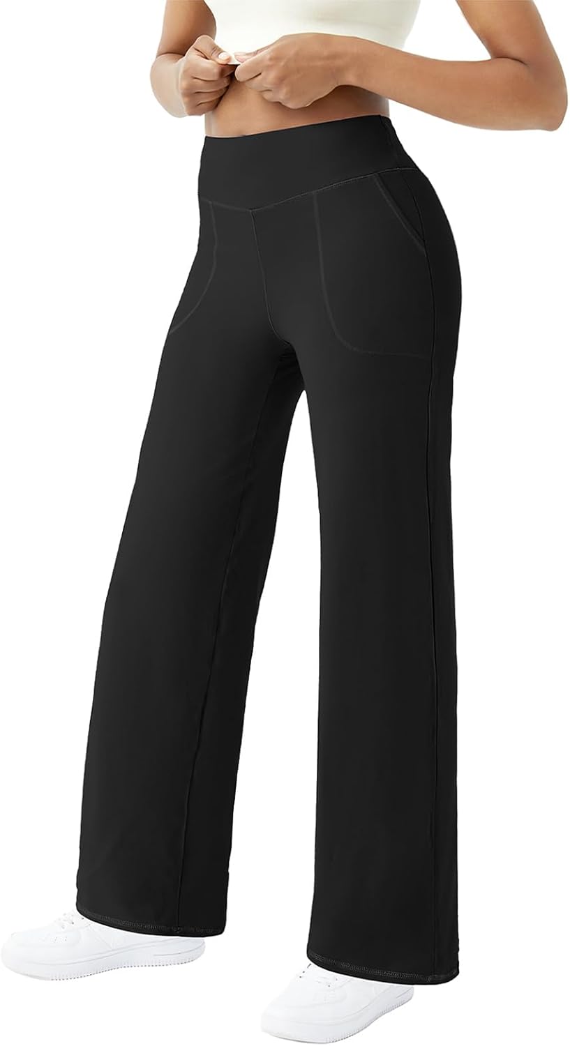 FireSwan Wide Leg Yoga Pants Women Stretch Dress Lounge Pants with Pockets High...