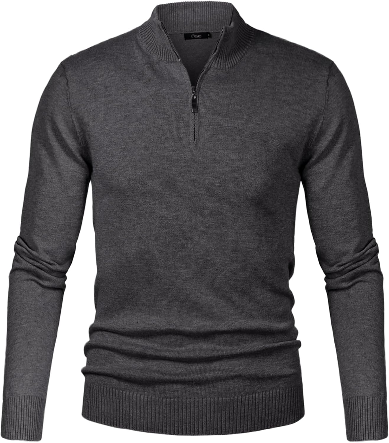 iClosam Men's Quarter Zip Knitted Pullover Regular Fit with Stand-Up Collar L Gr...