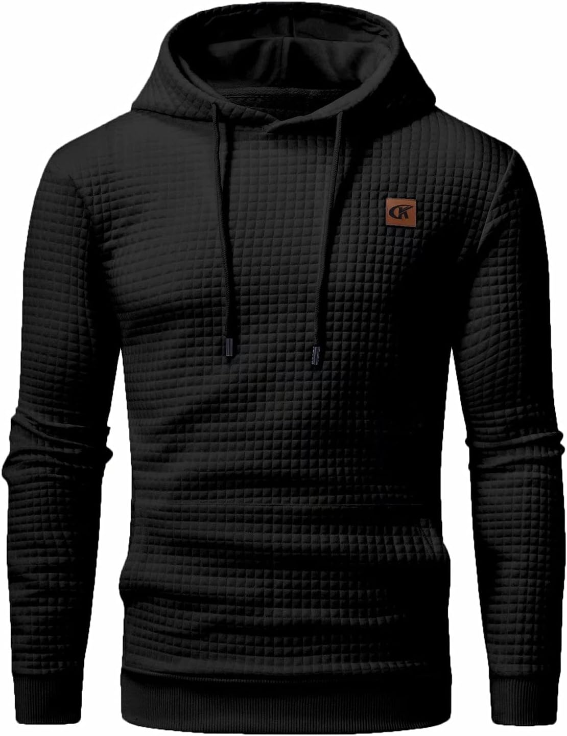 Yundobop Men's Pullover Hoodies Plaid Jacquard Long Sleeve Drawstring Hipster Ca...