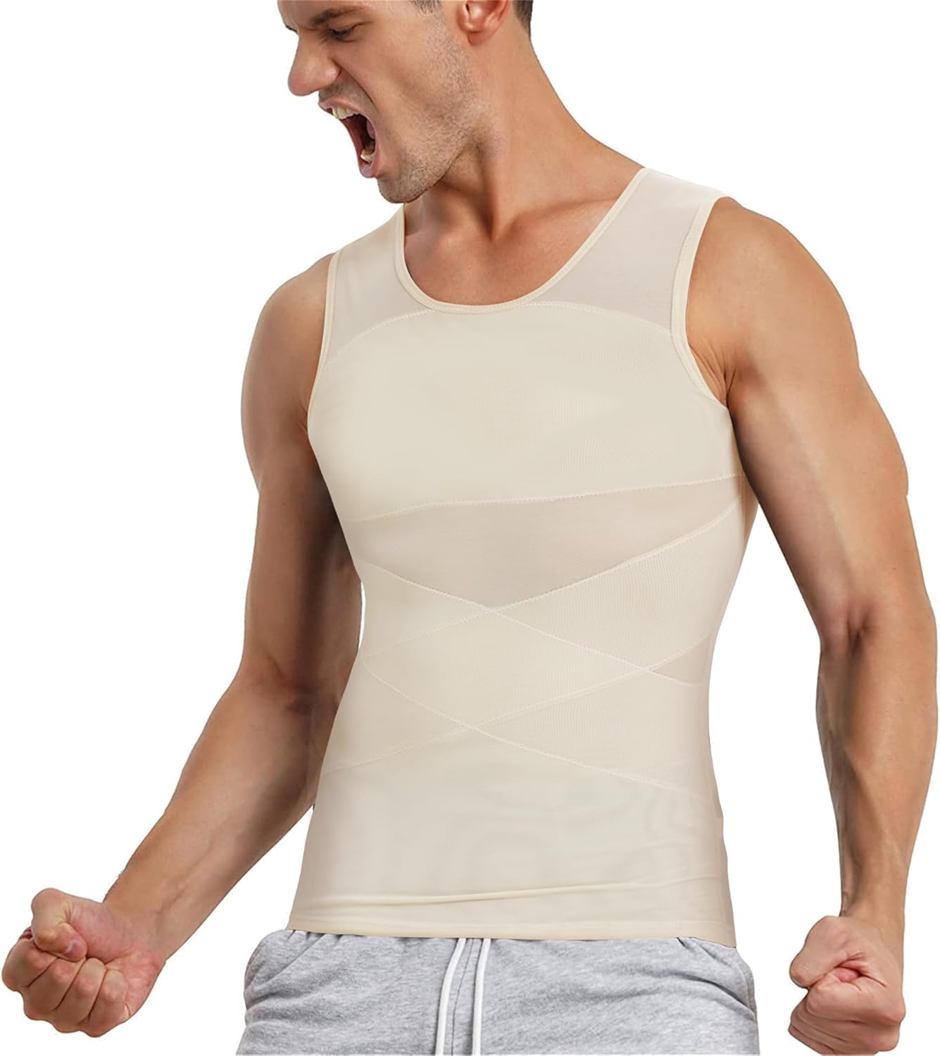 TAILONG Men's Compression Shirt for Body Shaper Slimming Vest Tight Tummy Underw...