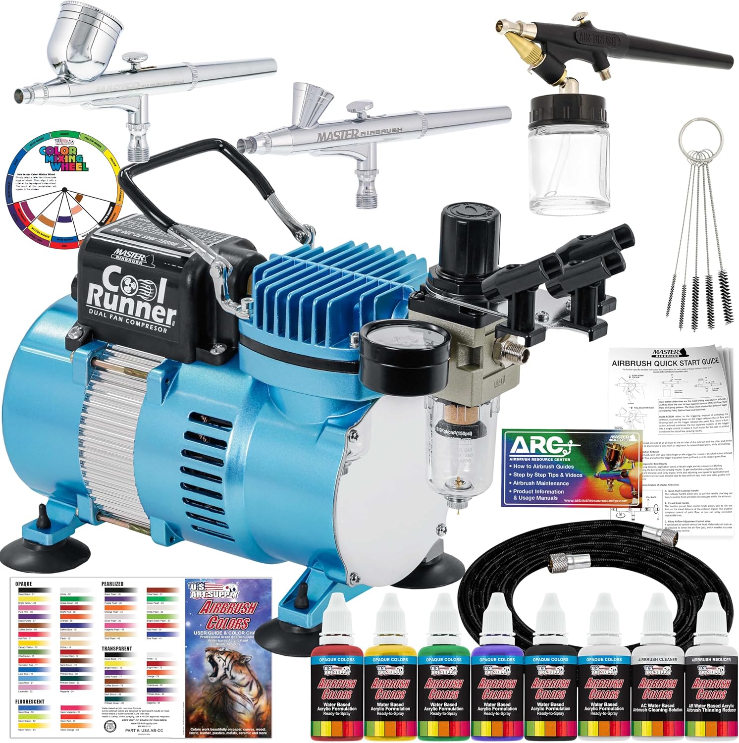 Master Airbrush Cool Runner II Dual Fan Air Compre...