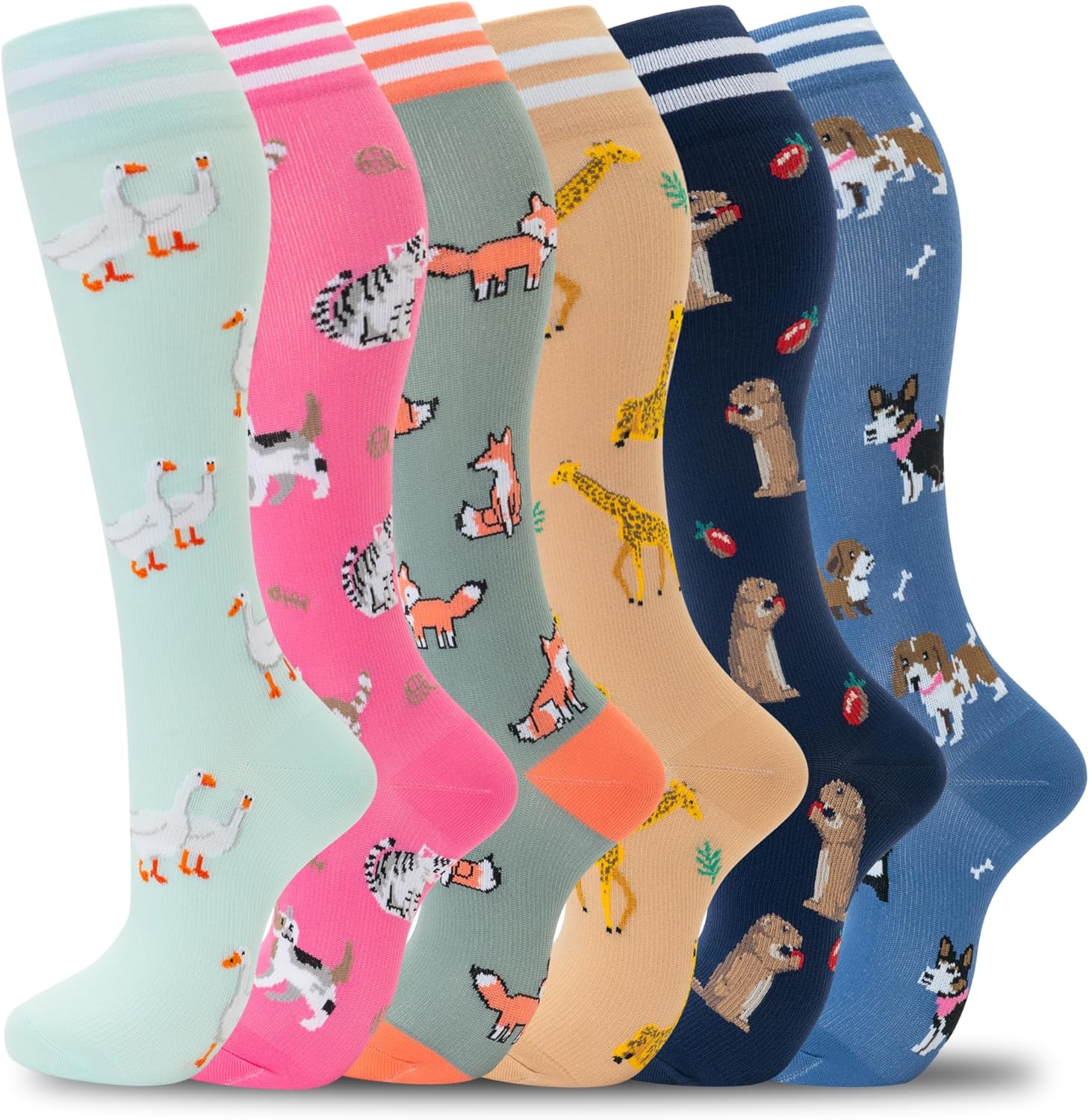 fenglaoda Compression Socks Women Men 6 Pairs, Knee High Best Support Circulatio...