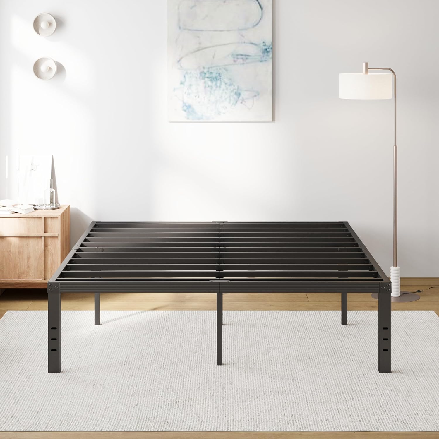 COMASACH 18 Inch Tall Metal Platform King Size Bed Frames with Maximum Storage,...