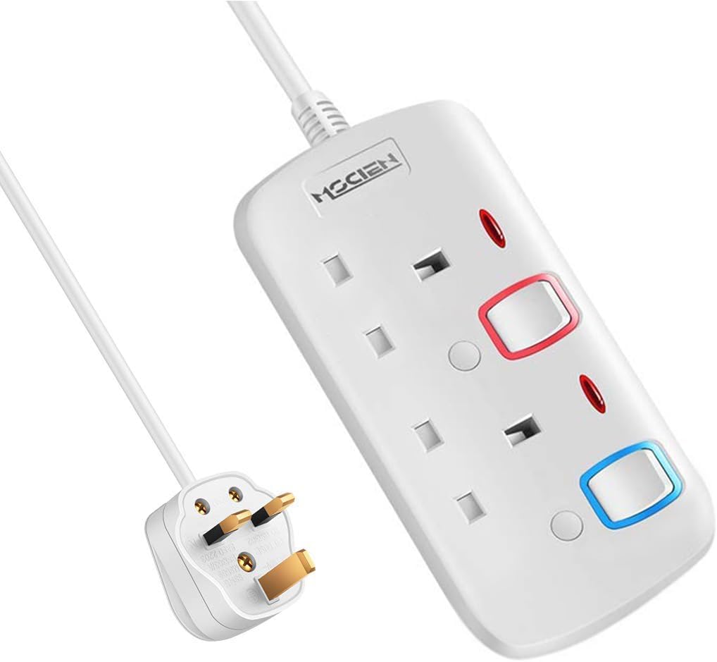 Mscien 5M Extension Lead, 2 Sockets Extension Cord, Power Strips Wall-Mountable,...