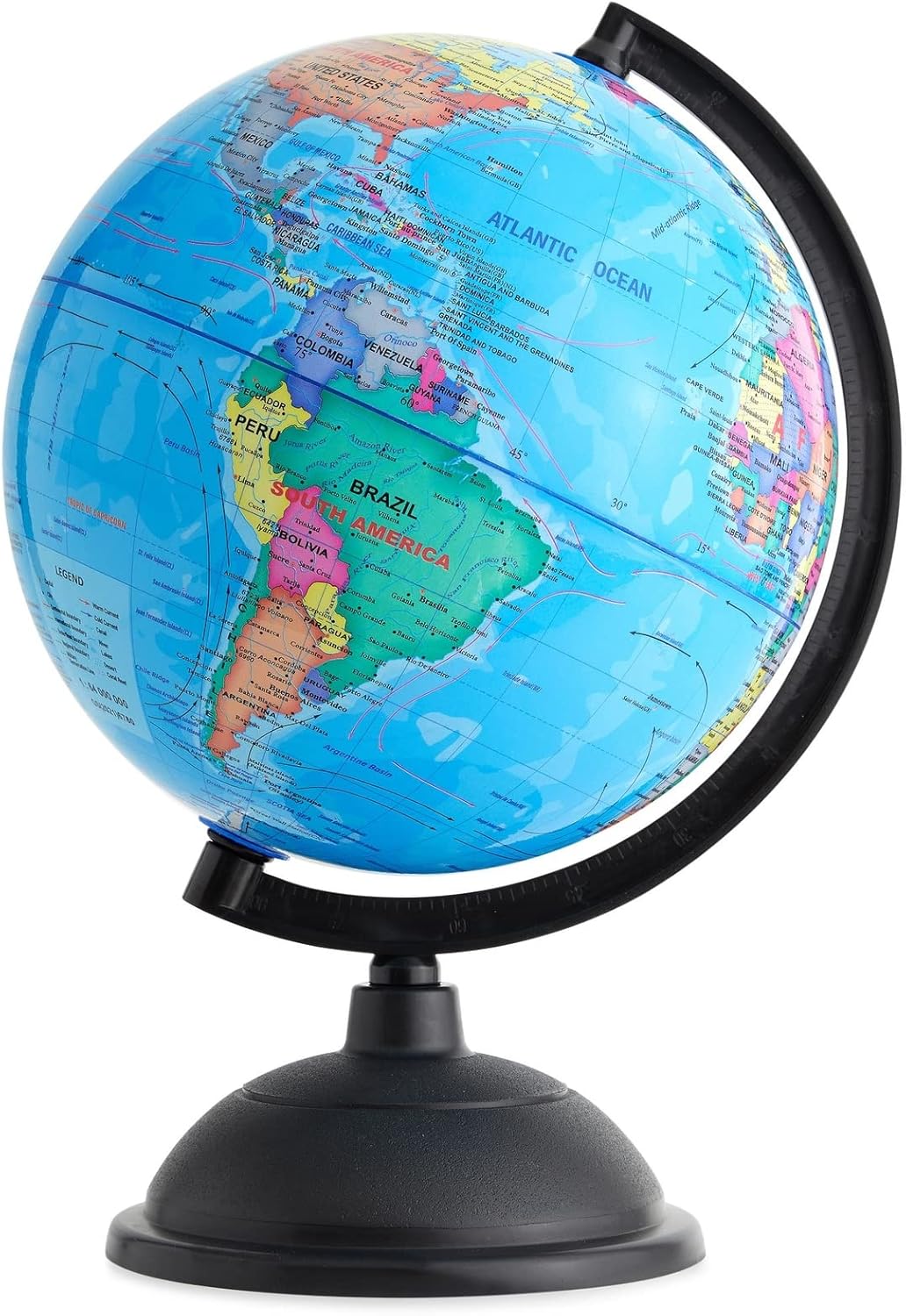 Juvale Rotating World Globe with Stand for Kids Learning, 8-inch Spinning Earth...