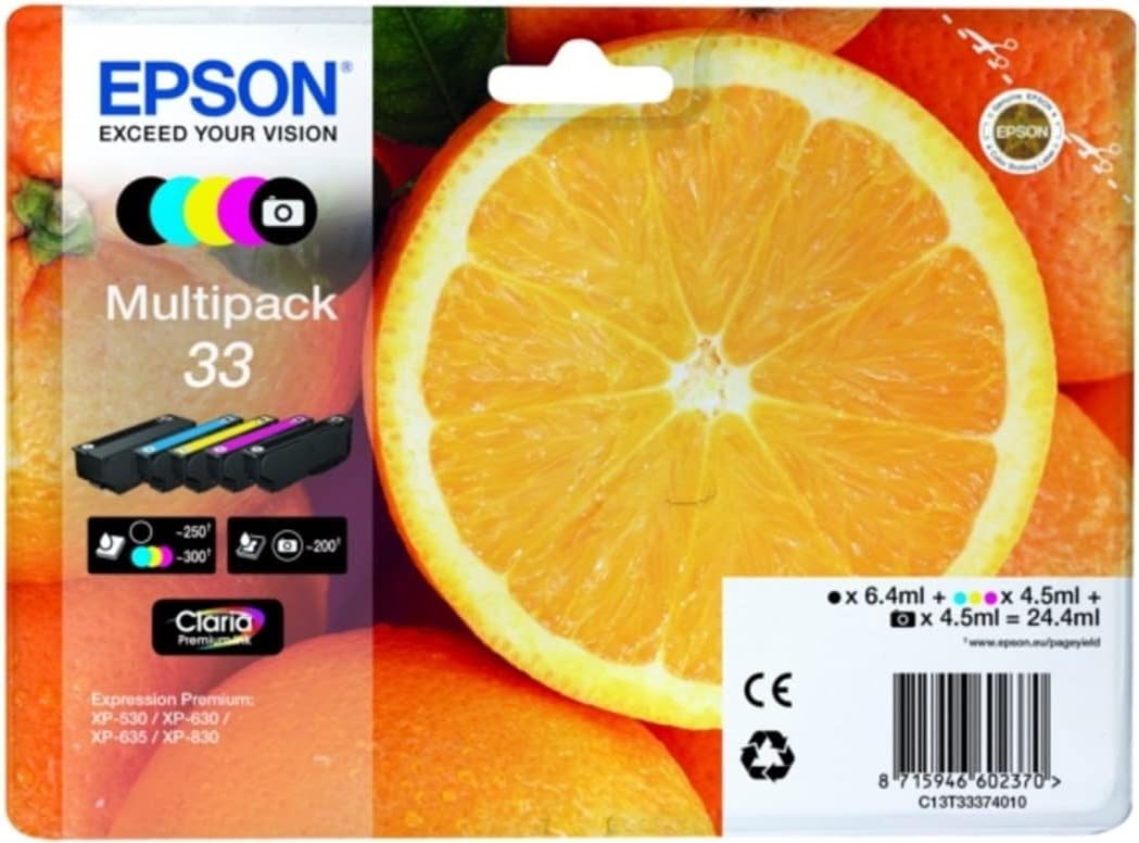 Epson 33 Oranges Genuine Multipack, Eco-Friendly Packaging, 4 - colours Ink Cart...