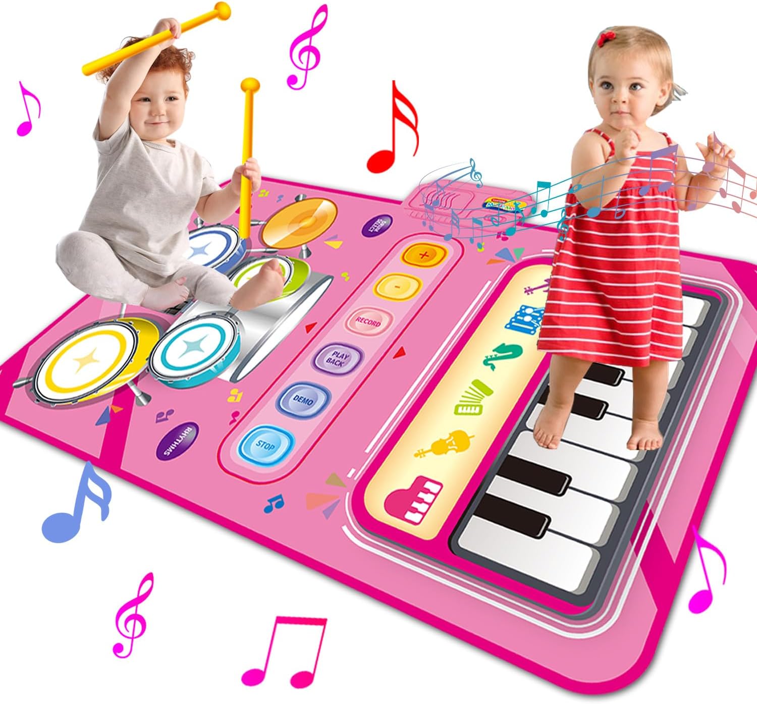 Toys for 1 Year Old Girl Gifts,2 in 1 Piano Mat Montessori Toys for 1 2 Year Old...