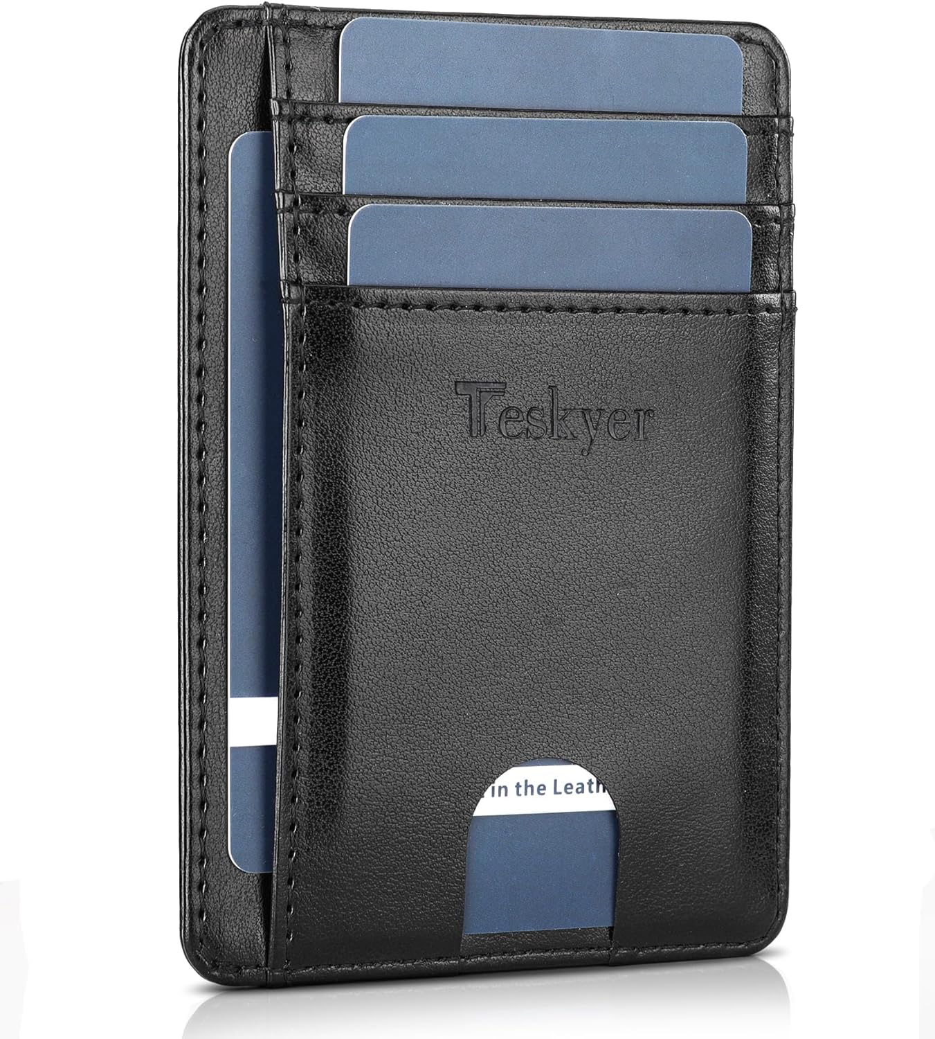 Teskyer Slim Wallet for Men, Minimalist Front Pocket RFID Blocking Leather Walle...