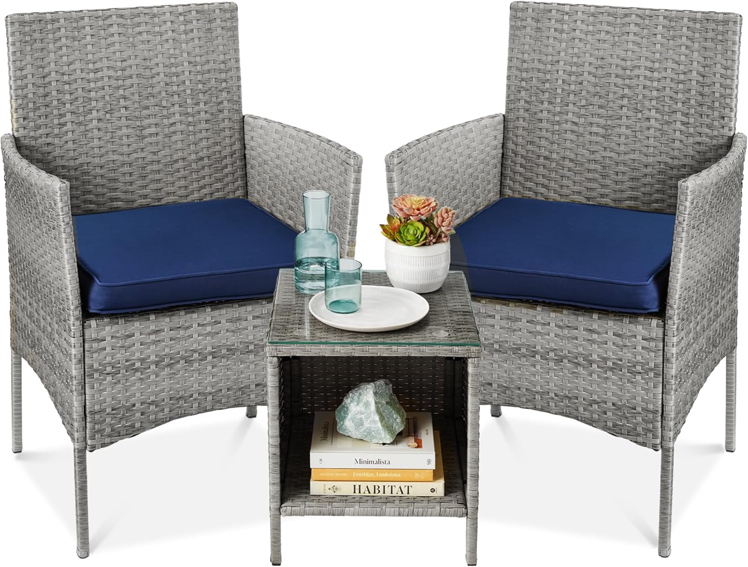 Best Choice Products 3-Piece Outdoor Wicker Conversation Bistro Set, Space Savin...