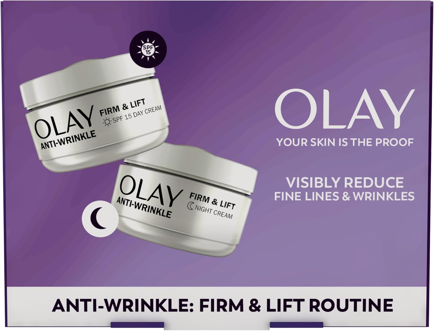 Olay Anti-Wrinkle Firm & Lift Giftset: SPF15 Day Face Cream 50ml + Night Cream M...