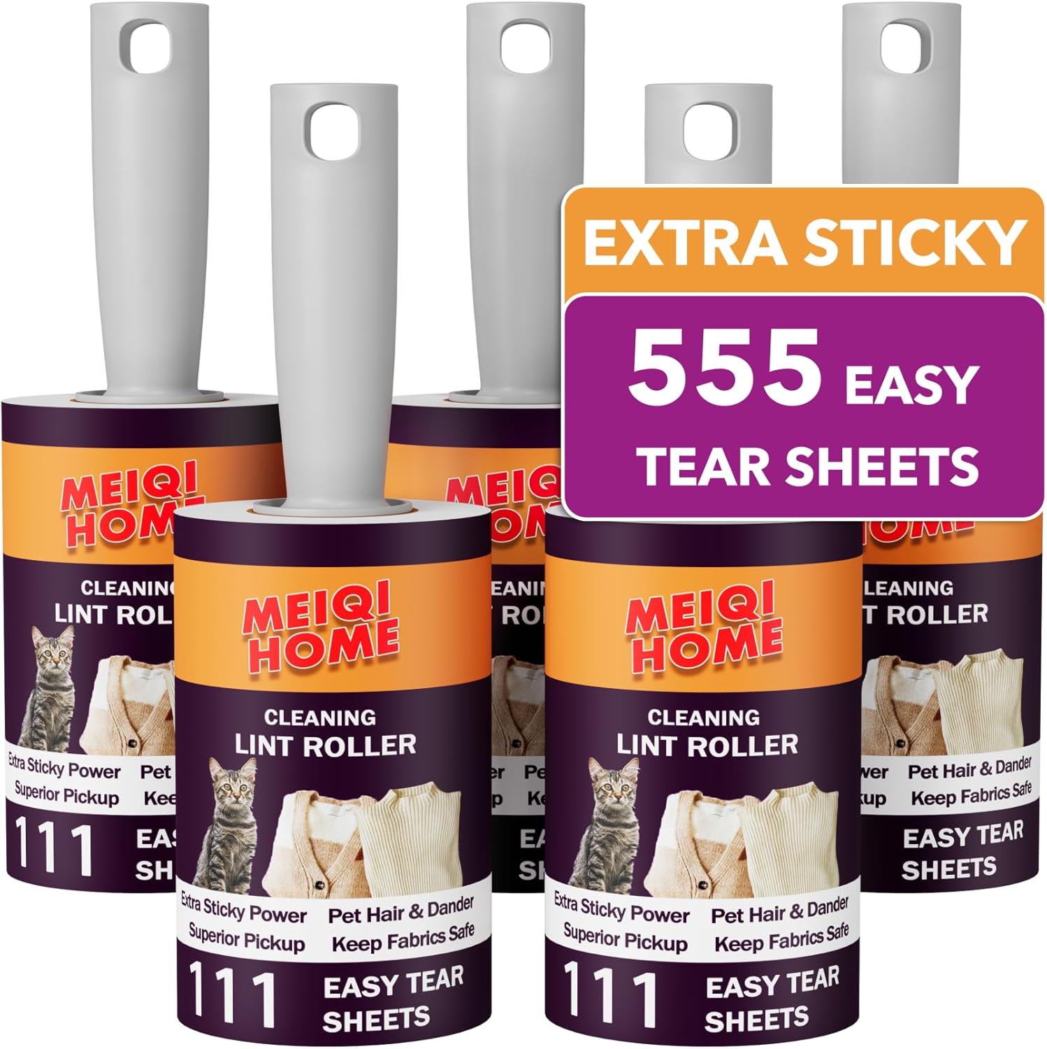 Lint Rollers for Pet Hair Extra Sticky, 555 Sheets Mega Value Set Lint Roller wi...