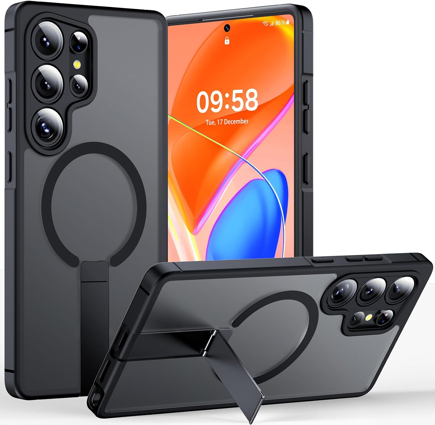 TOCOL Magnetic for Samsung Galaxy S25 Ultra Case with Kickstand, Fit for  MagSafe, Upgraded [Full Camera Protection], Adjustable Kickstand Slim  Translucent Matte Back for S25 Ultra Case (Black) - Testmarket Special Deals