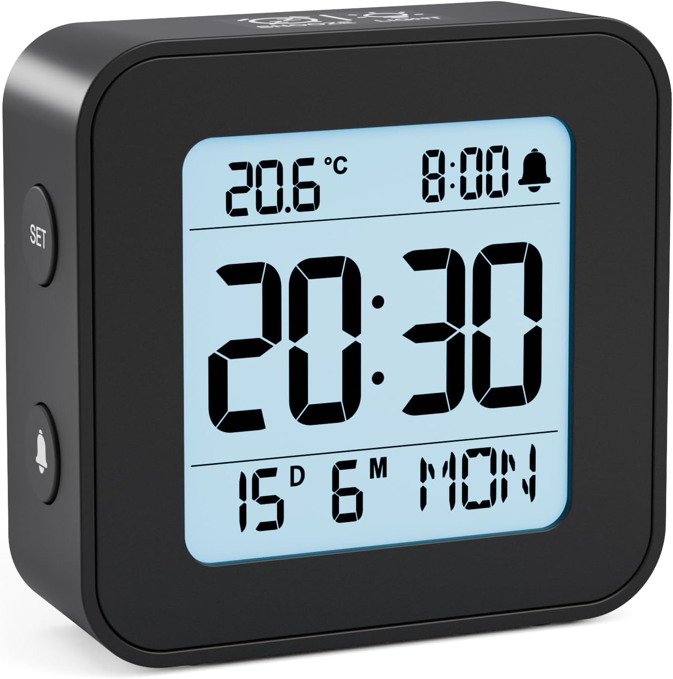 LATEC Alarm Clock Bedside Battery Powered LCD Digital Clock with Date & Day, Sno...