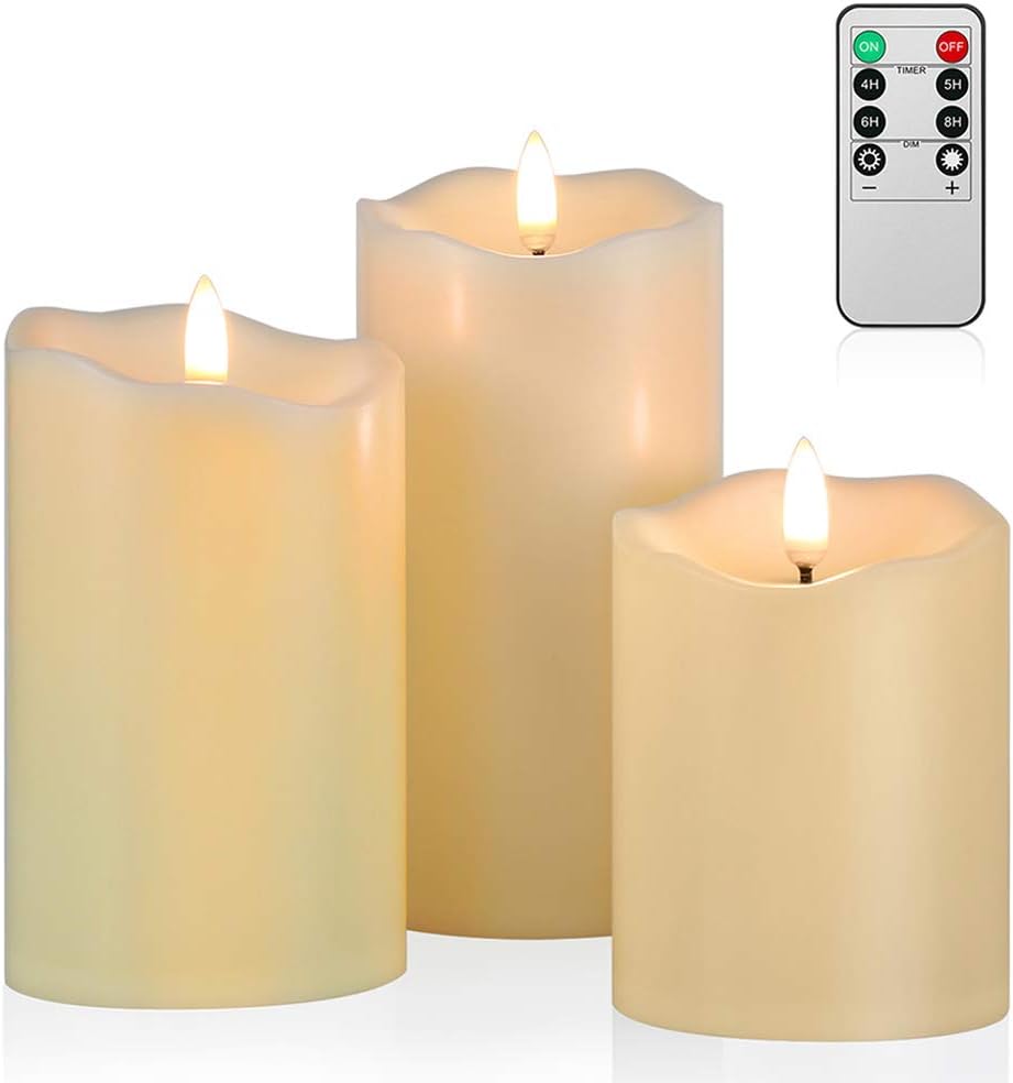 ANGELLOONG Flickering Flameless Candles, Realistic LED Candles with Remote and T...