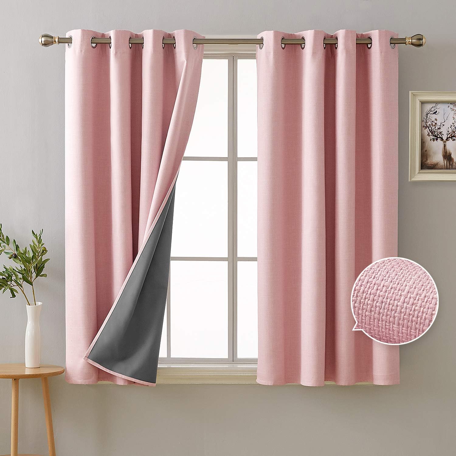 Deconovo 100 Percent Blackout Curtains with 3 Pass Energy Efficient Thermal Insu...