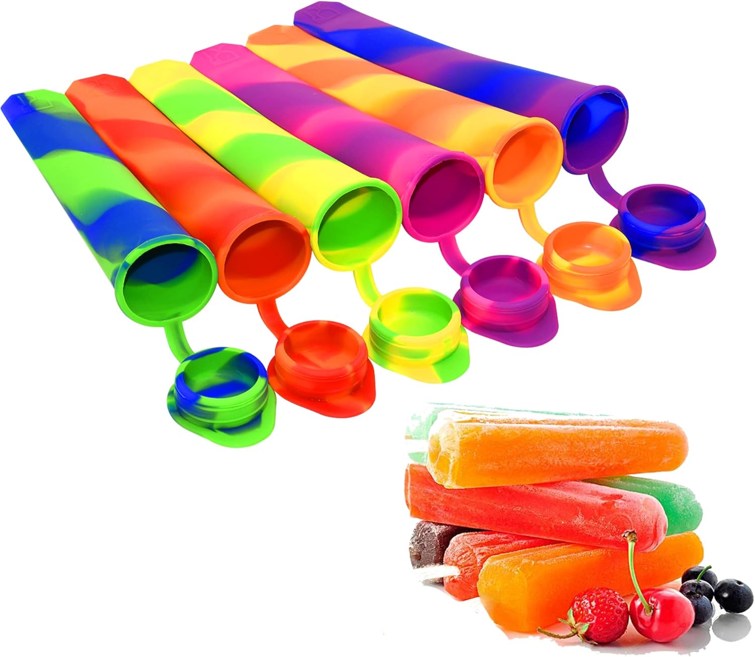 Bangp Silicone Popsicle Moulds with Attached Lids - 6 Pack Kitchen Ice Pop Mould...