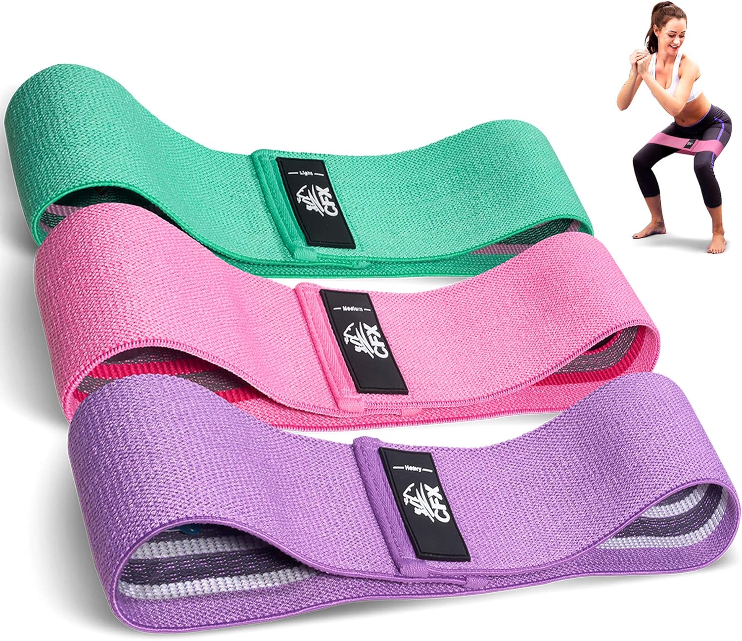 CFX Resistance Bands Set, Exercise Bands with Non-Slip Design for HIPS & Glutes,...