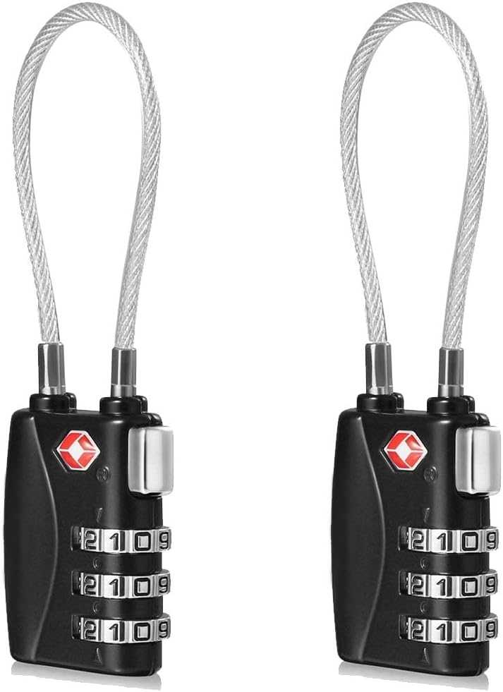 CFMOUR TSA Locks - 1, 2, 3, 4, 5, 6 Pack 3-Dial Security Cable Travel Combinatio...