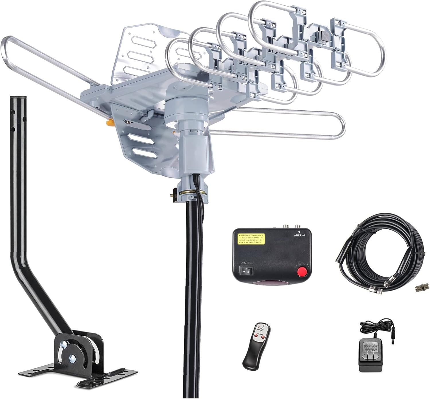 Outdoor 150 Miles Digital TV Antenna 360 Degree Rotation Amplified HDTV Antenna...
