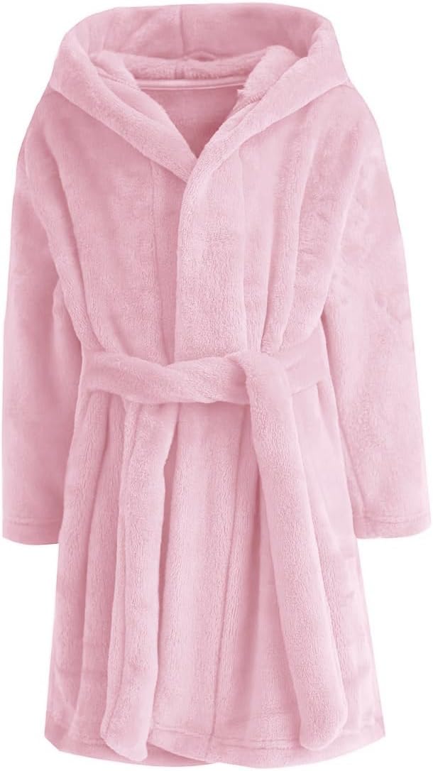 Boys Girls Bathrobes, Kids Hooded Bathrobes Plush Soft Flannel Robes Sleepwear G...