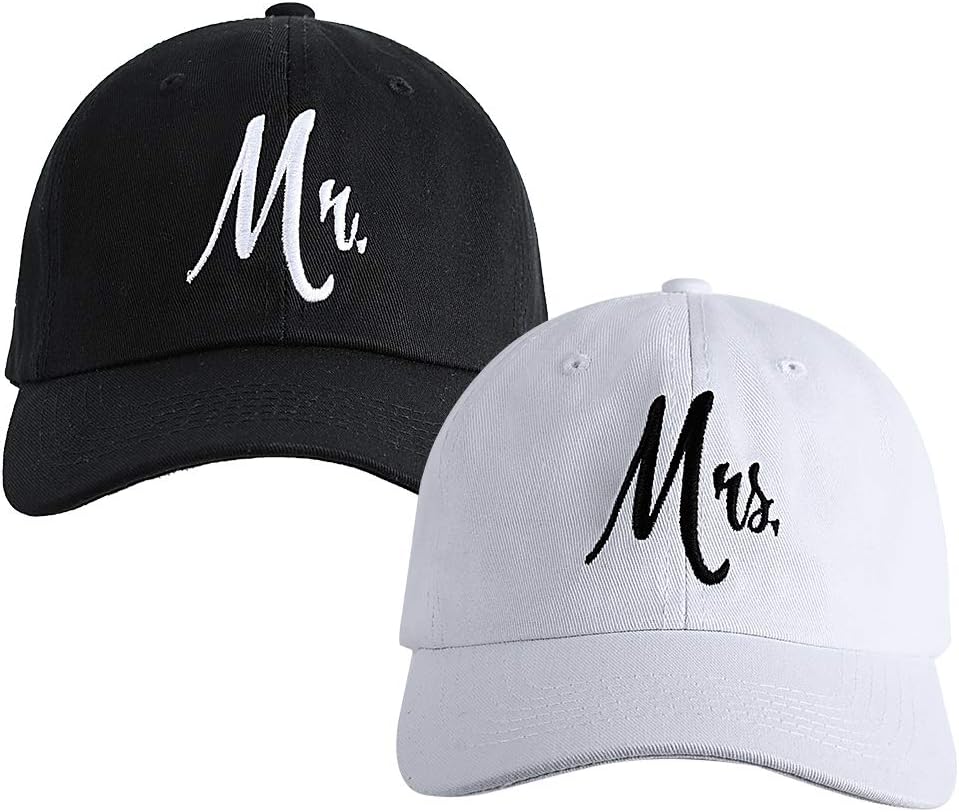 Matching Mr. & Mrs. Baseball Caps, Bridal Gift, Newlywed Honeymoon Wedding Gift...