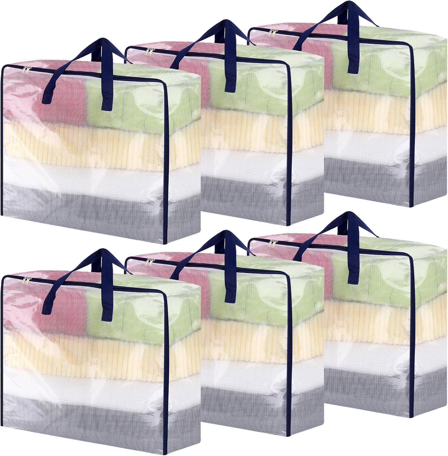 6 Pack Clear Storage Bags with Zip, 75L Moving Bags Clothes Storage Bags Moving...