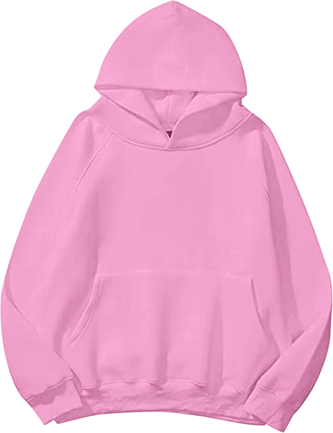 Lauweion Women Solid Basic Fleece Letter Loose Hoodie Sweatshirt Long Sleeve Kan...