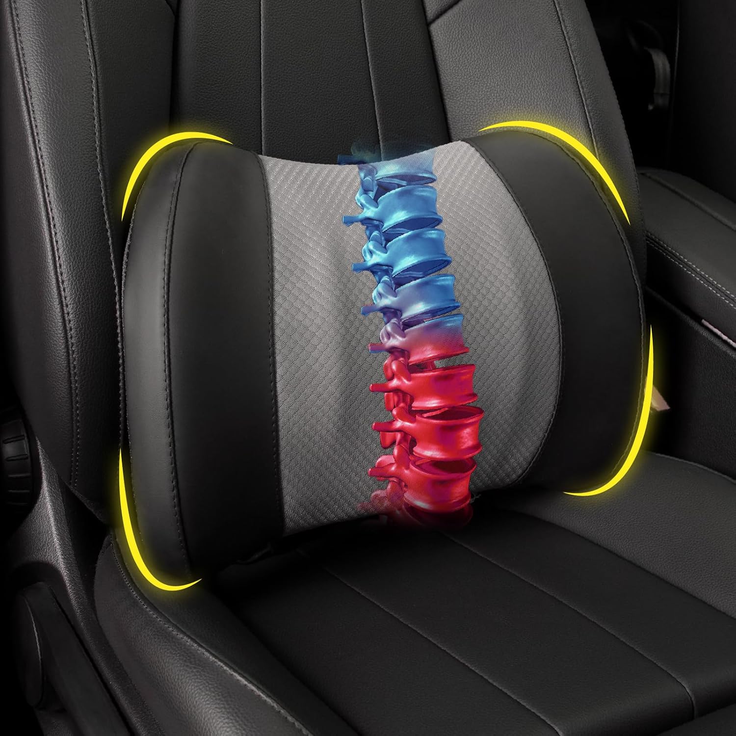 Lumbar Support Pillow for Car, Memory Foam Lumbar Pillow for Lower Back Pain Rel...