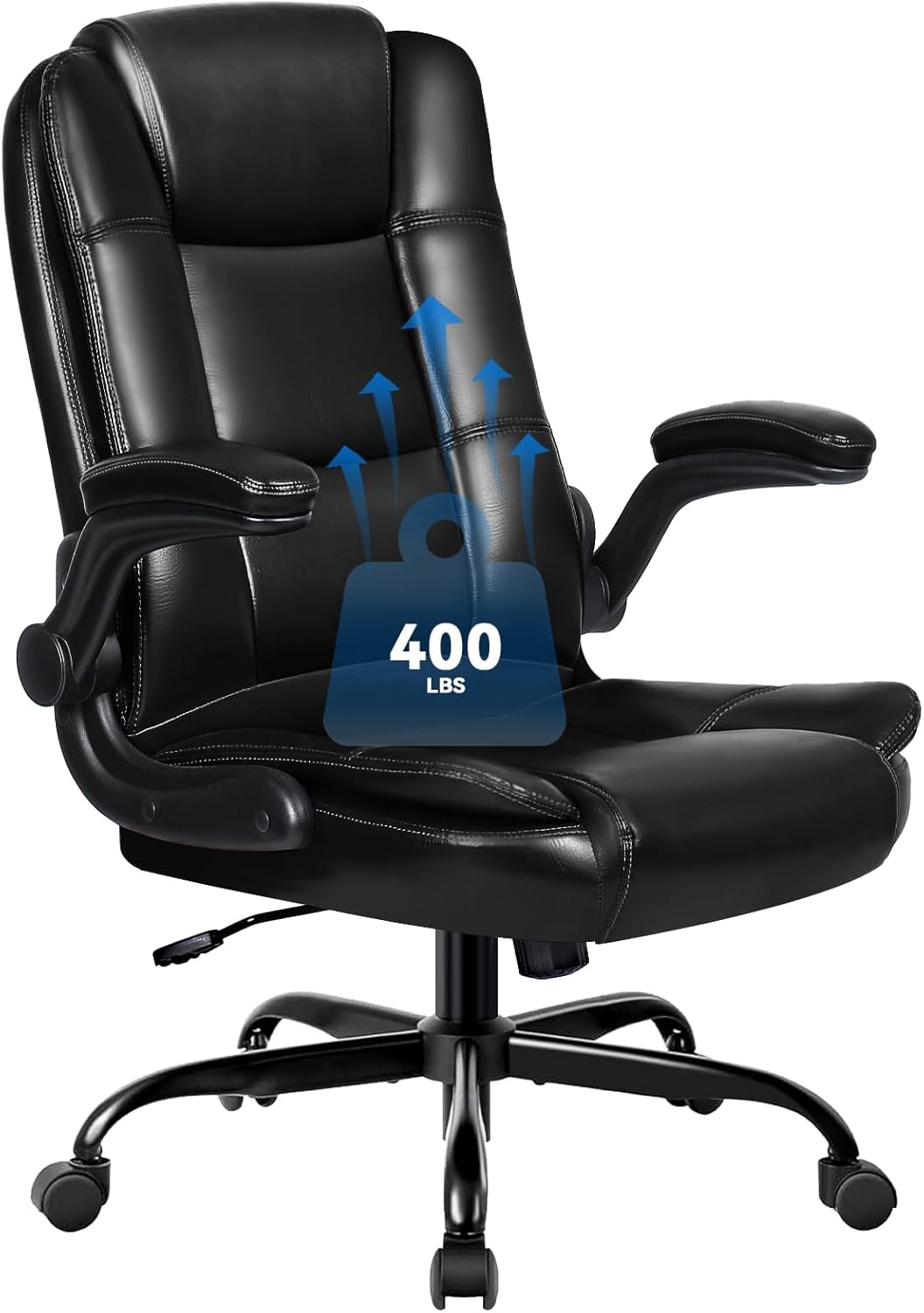 VITESSE Ergonomic Office Chair with Flip-up Armrests, Big and Tall Leather Execu...