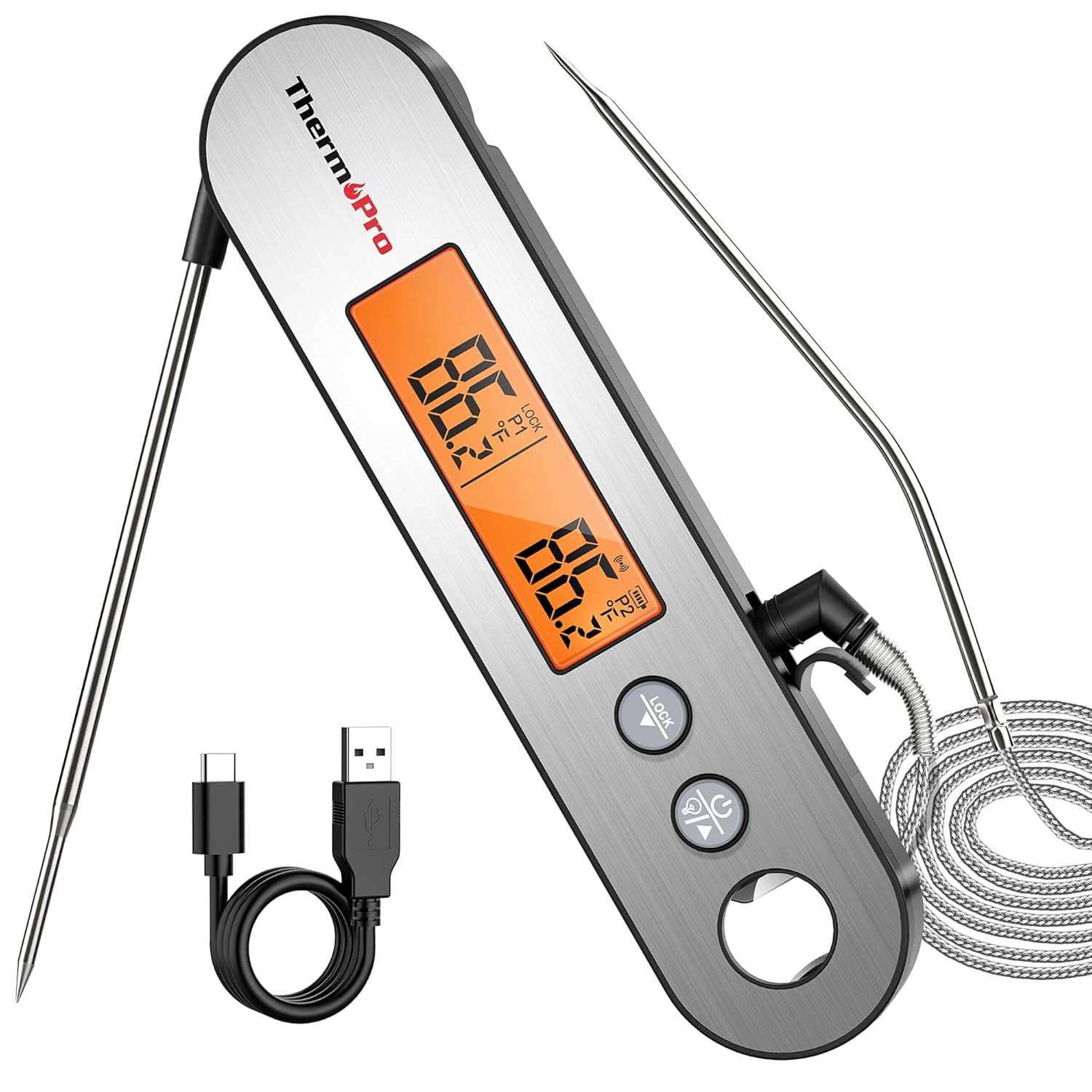 ThermoPro TP610 Digital Meat Thermometer for Cooking, Rechargeable Instant Read...