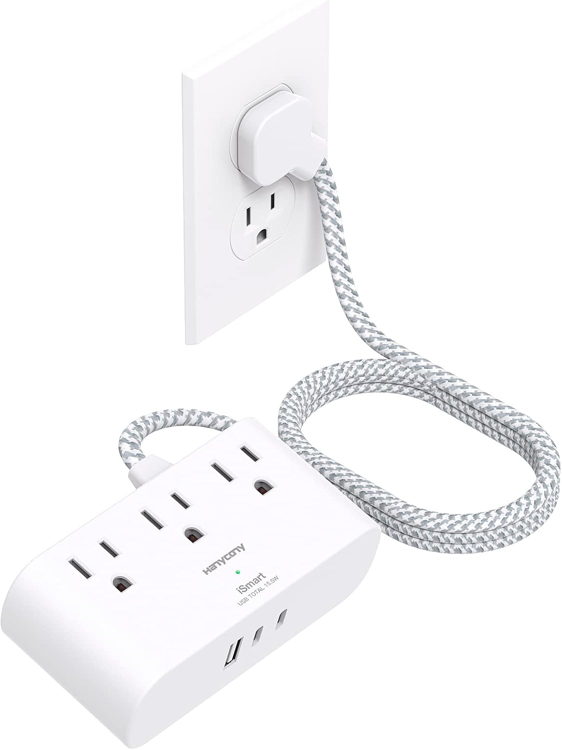 Flat Plug Power Strip, 6 Ft Ultra Thin Flat Extension Cord, 3 Outlets 3 USB Port...