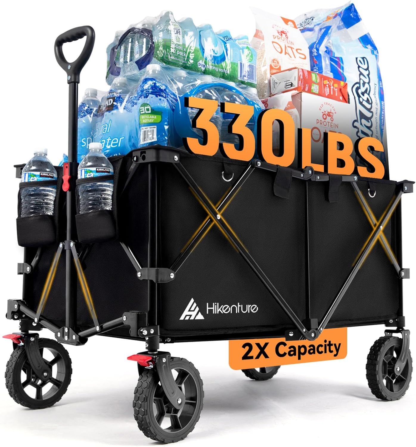 Hikenture Collapsible Wagon 330LBS Capacity, 200L Extra Large Wagons Carts Folda...