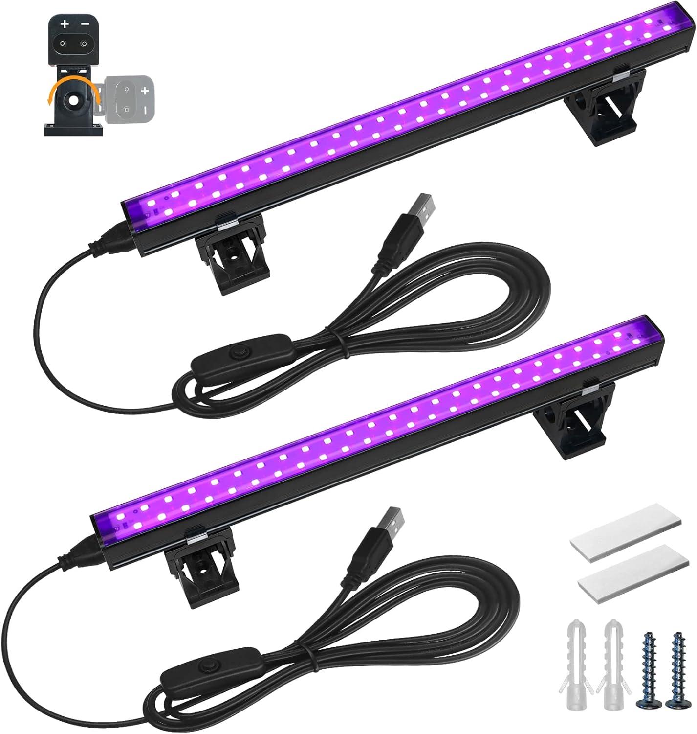 Barrina UV LED Blacklight, 10W 1ft USB Black Light, Adjustable Black Light Bar f...