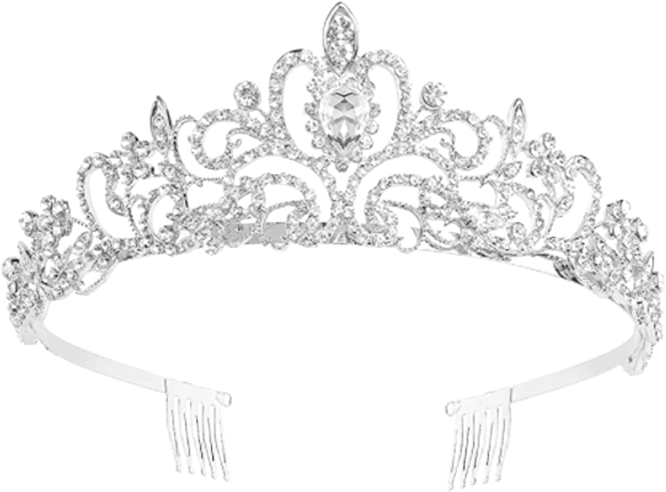 sanvpwsan Silver Rhinestone Tiara Crown Crystal Cr...