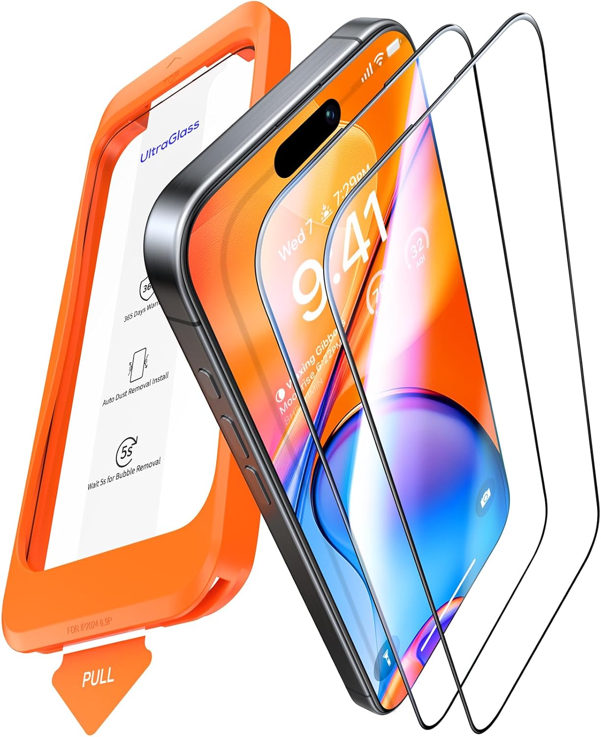 UltraGlass Unbreak Top 9H+ Glass for iPhone 16 Pro Screen Protector 6.3" [12FT M...