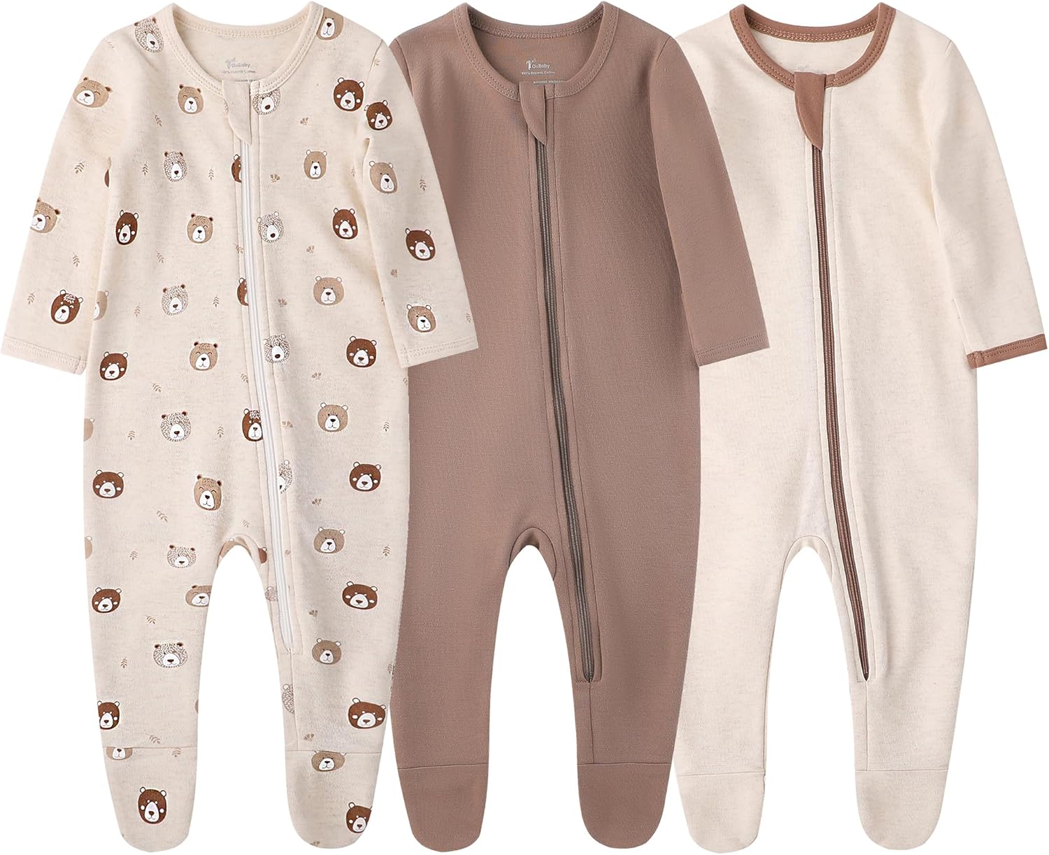 O2 BABY Baby Boys Girls Organic Cotton Zip-Front Sleeper Pajamas, Footed Sleep '...