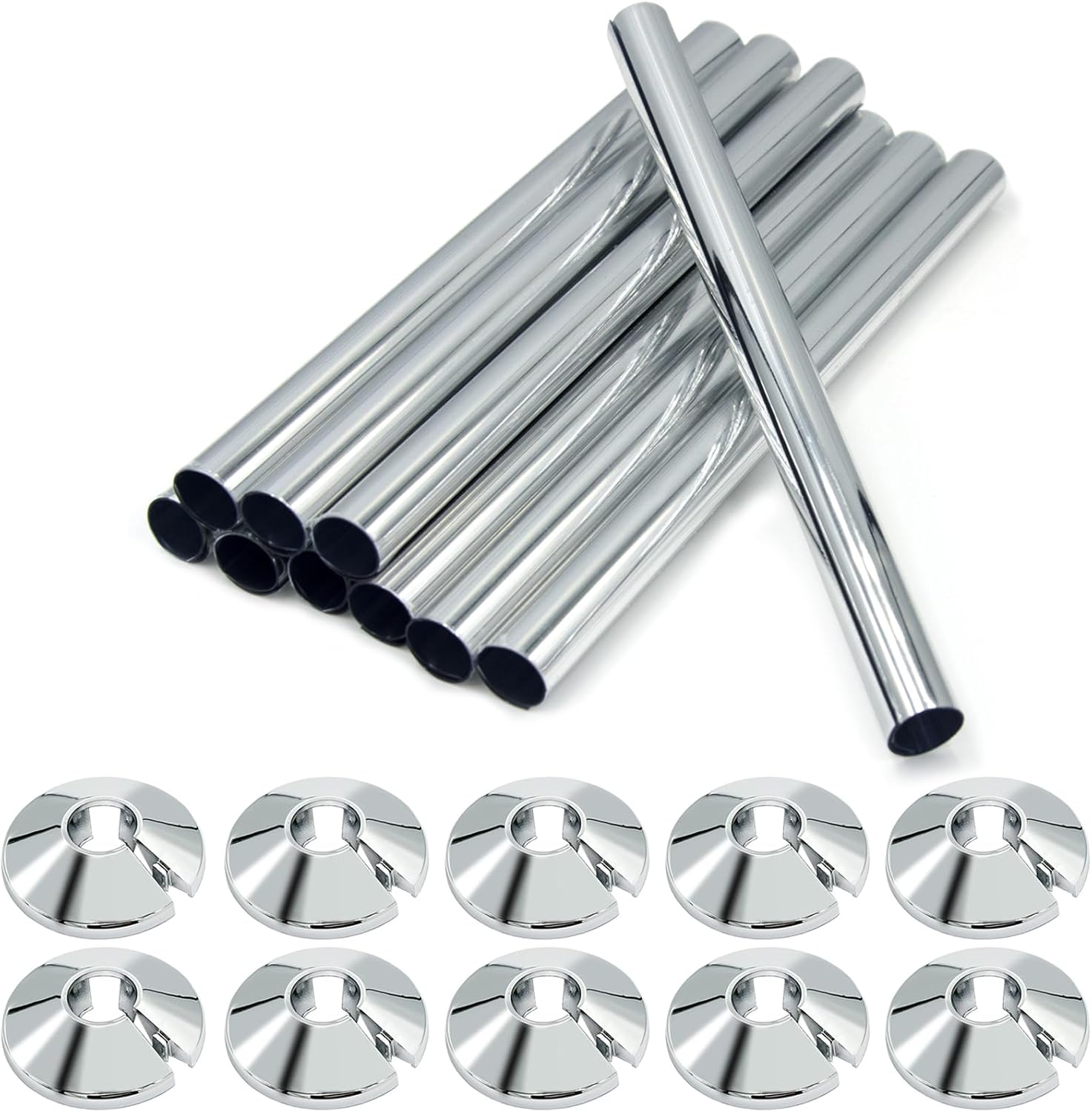 10 PCS Radiator Pipe Covers and 10 PCS Pipe Collars, Radiator Pipe Covers 15mm x...