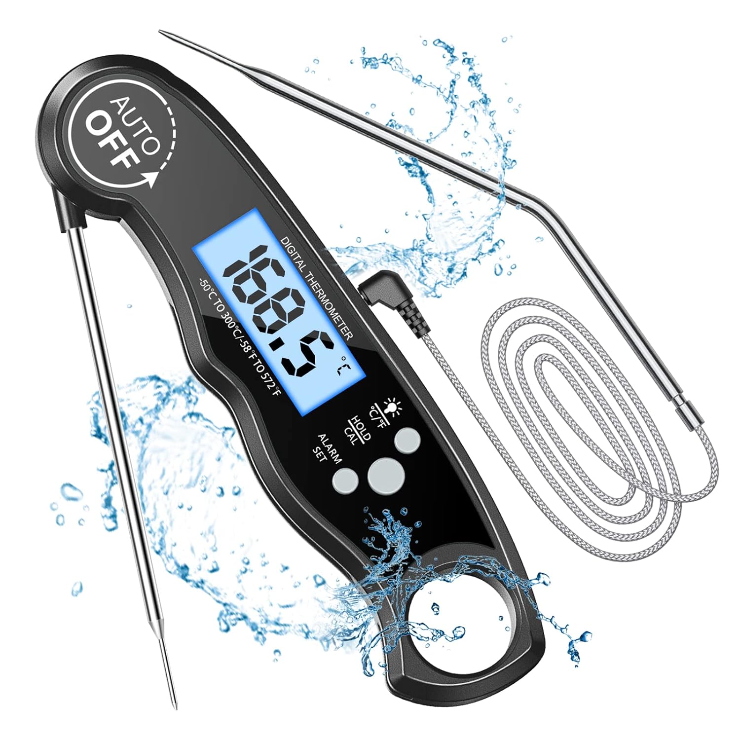 CIRYCASE Meat Thermometers, Fast & Precise Read Food Thermometer with 102cm Wire...