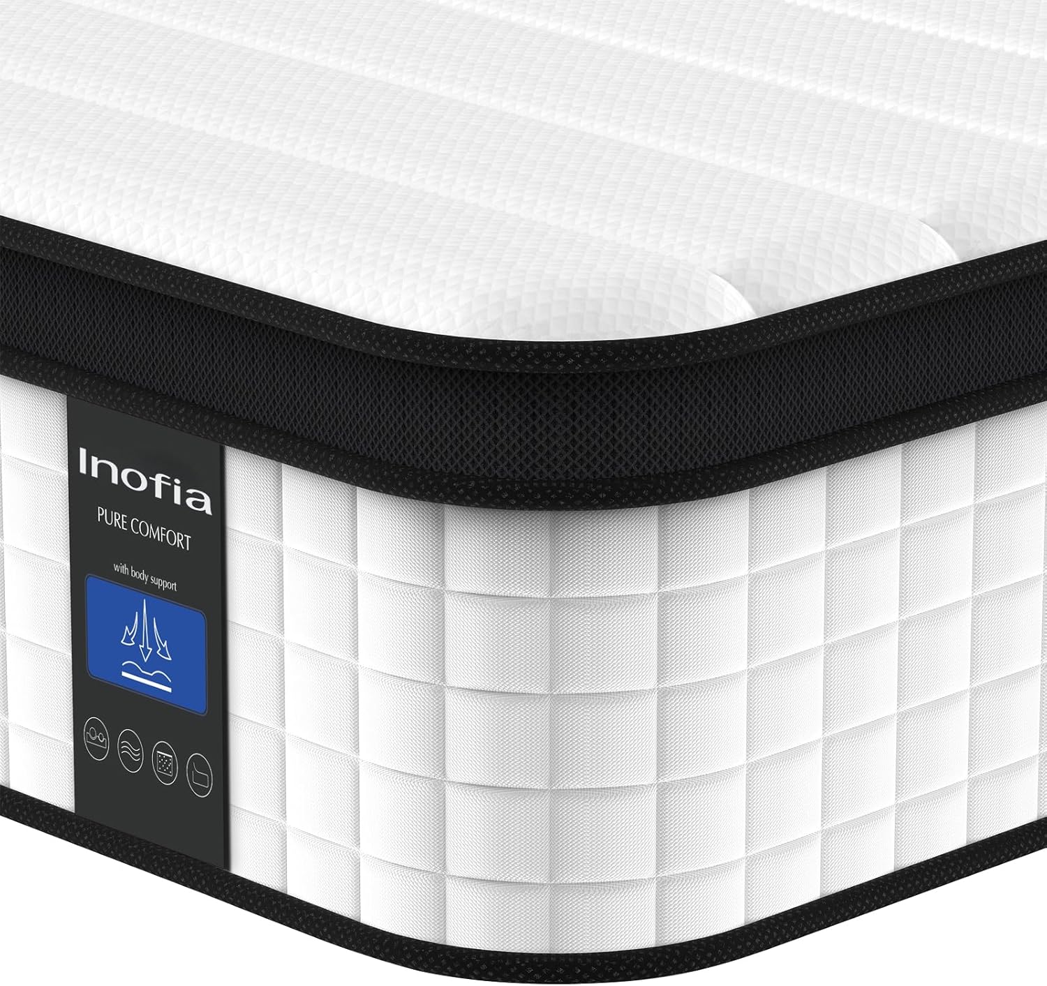 Inofia Twin XL Mattress, 12 Inch Hybrid Innerspring Single Mattress Cool Bed wit...