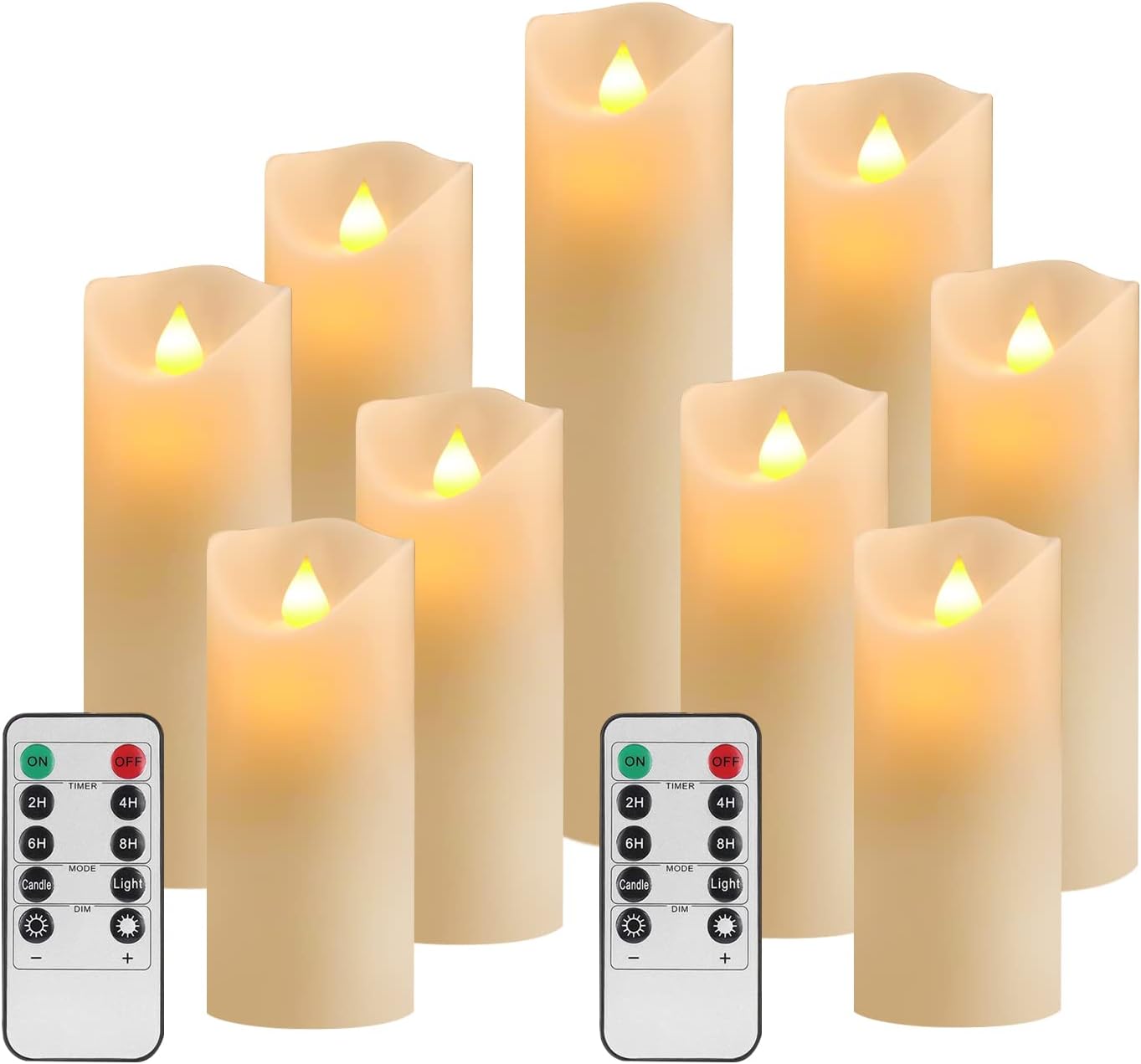 YIWER LED Candles,Flameless Candles Φ2.2 x H 6.3"/6.7"/7"/7.6"/8.5"/9.4" Real Wa...