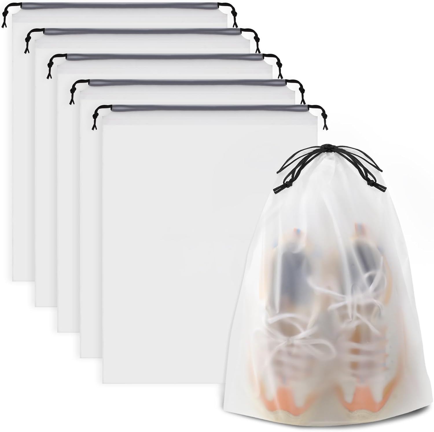 Clear Shoe Bags for Travel 5 PCS, 15.7" x 11.8" Drawstring Travel Shoe Bags for...