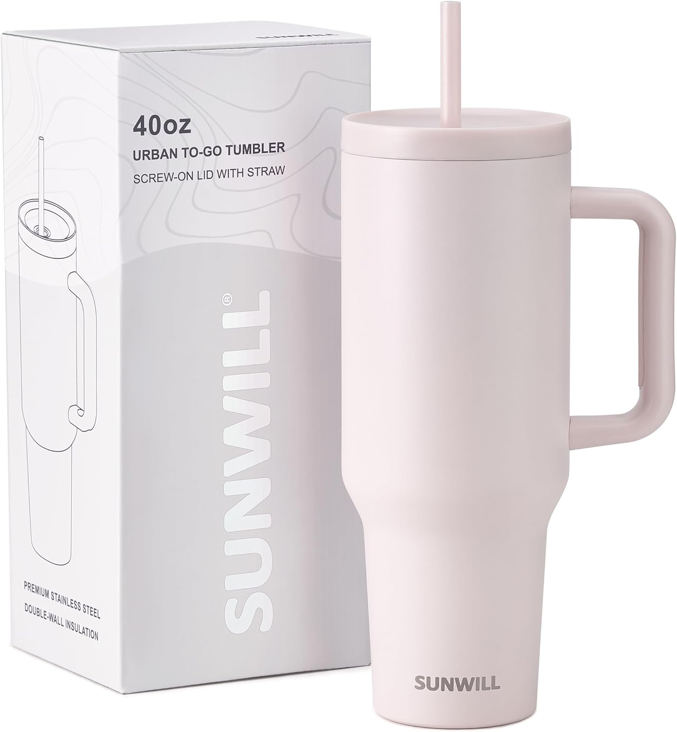 SUNWILL 40 oz Tumbler With Handle and Straw Lid, Coffee Tumbler Cups, Insulated...