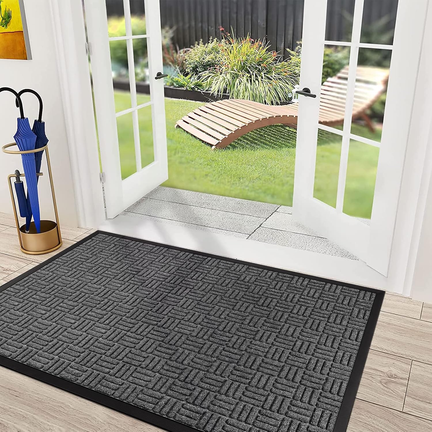Mibao Front Door Mat, Heavy Duty Durable Welcome Mat for Outdoor Indoor, Dirt Tr...