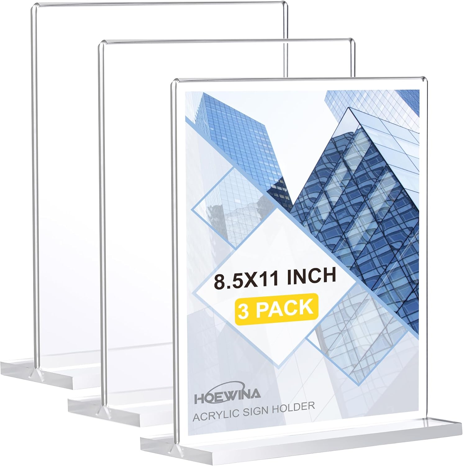 Acrylic Sign Holder 8.5 x 11 Inch 3 Pack, Clear Display Sign Stand for Store Sig...
