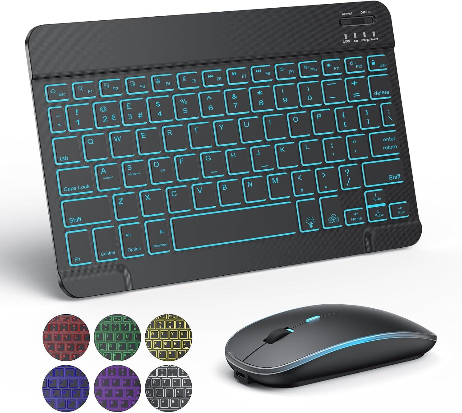 TECURS Bluetooth Keyboard and Mouse Set - Quiet Rechargeable Wireless Keyboard a...